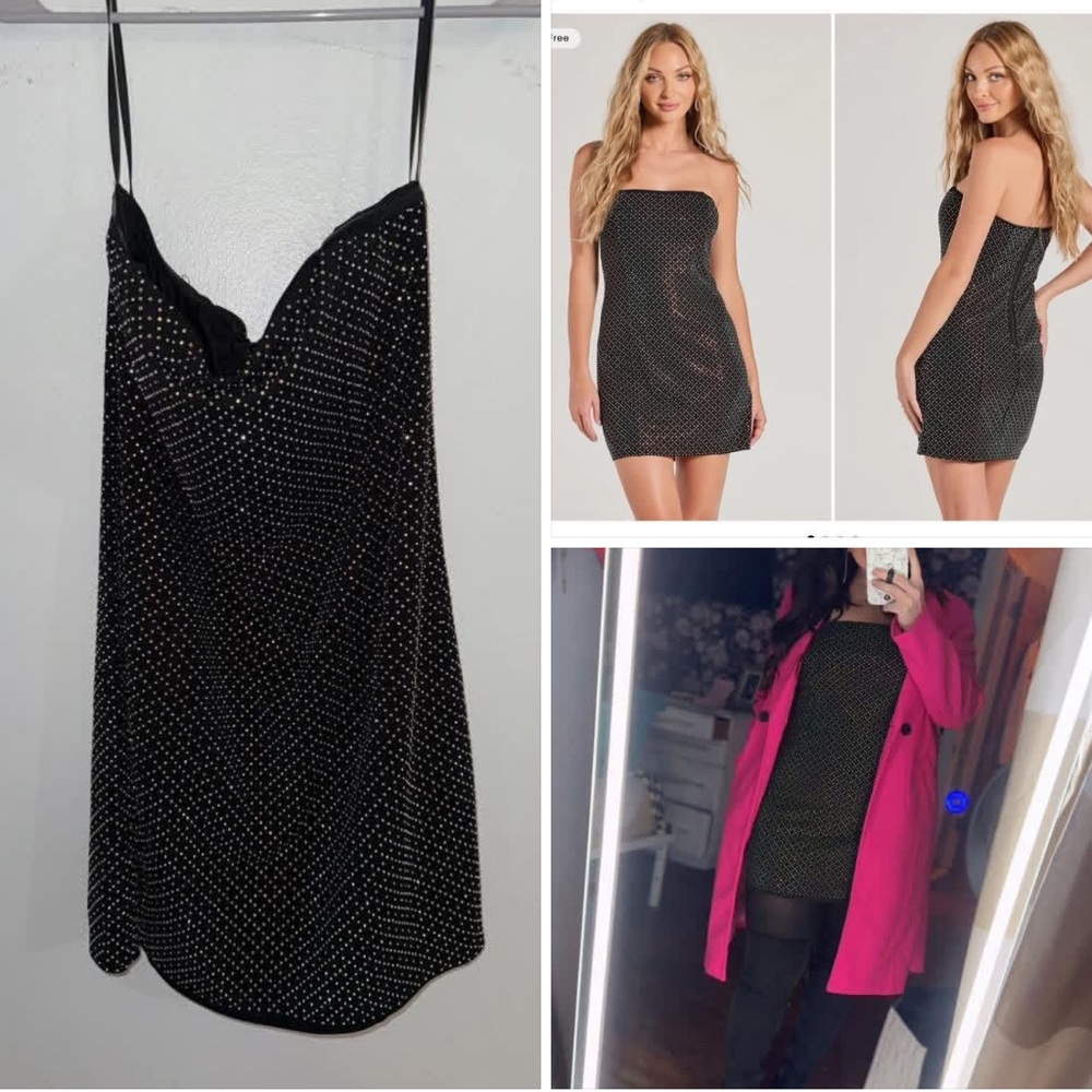 Windsor Black Rhinestone-Studded Mini Dress